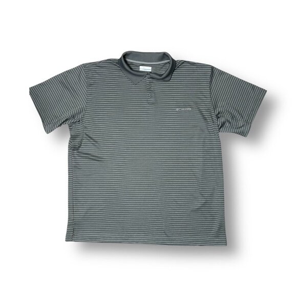 Columbia XXL Gray Striped Polo Shirt Performance Golf Outdoor Activewear - Picture 5 of 7